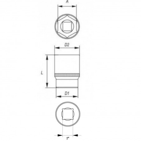 335801 TOPMASTER Tubulara lunga de impact 24 mm prindere patrat 1 tol