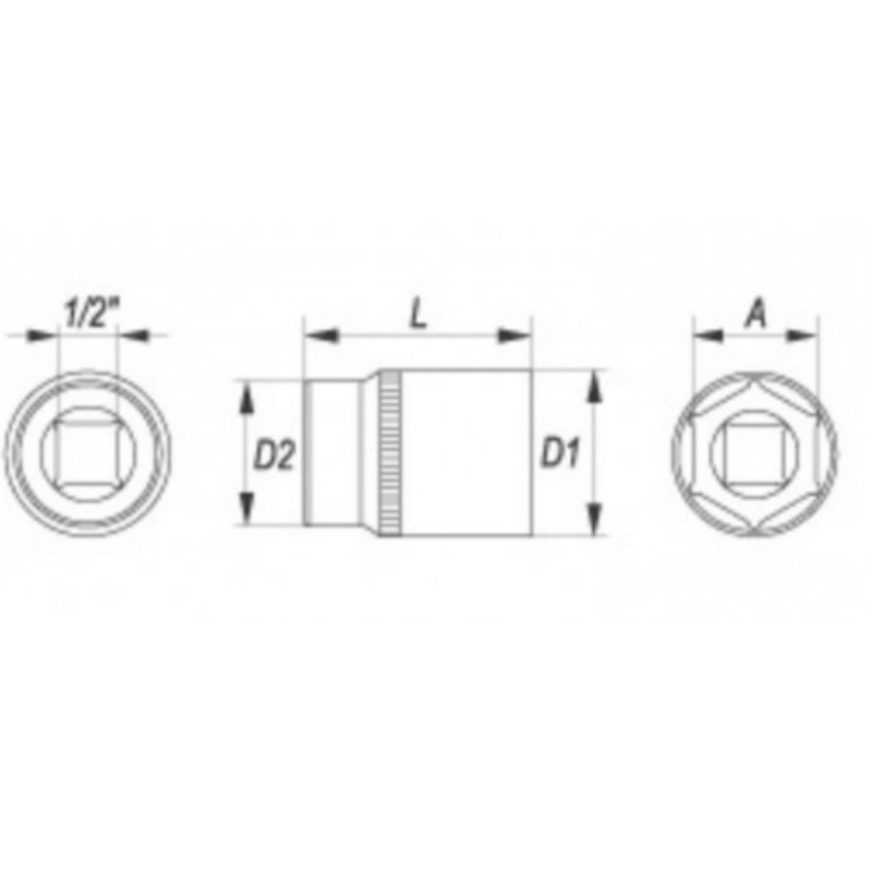338801 TOPMASTER Set 8 chei tubulare hex de impact H6-H19 patrat 1/2