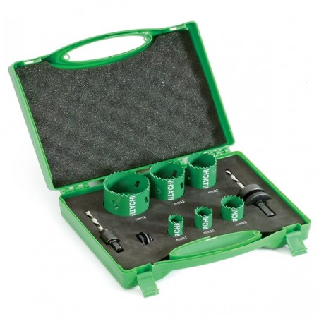 4101072 HIKOKI Set 6 carote HSS Bimetal 22-64mm 2 adaptoare de prindere