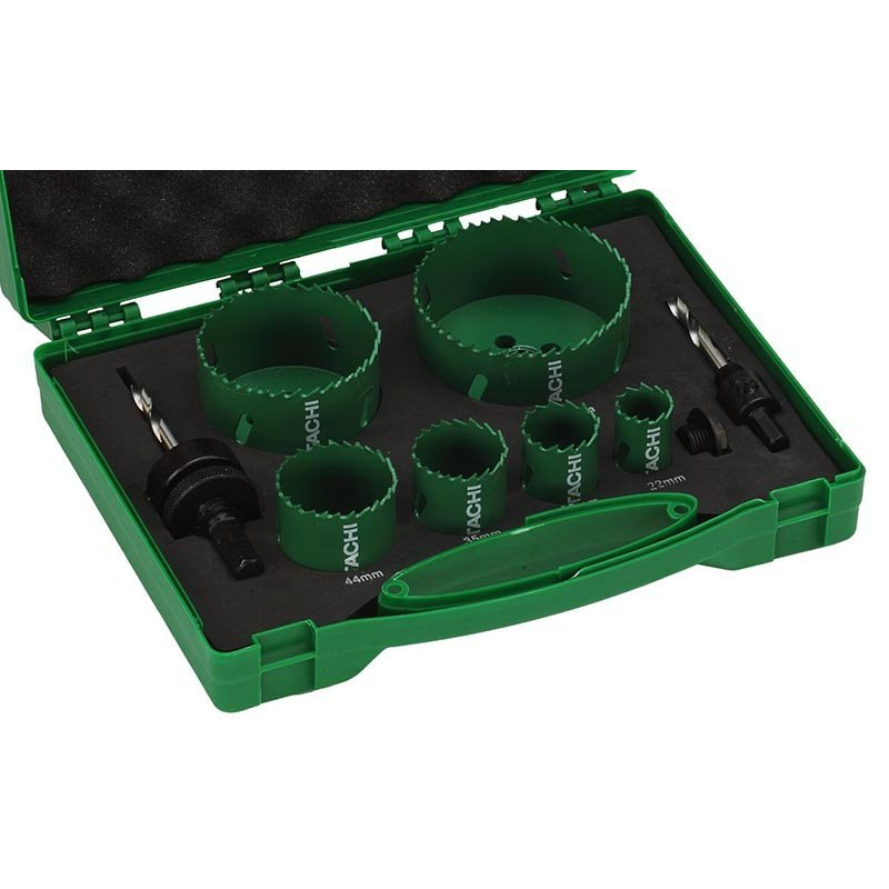4101075 HITACHI HIKOKI Set 6 carote HSS Bimetal 2 adaptoare de prindere