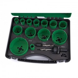 4101076 HIKOKI Set 13 carote HSS Bimetal 19-82 mm 2 adaptoare de prindere
