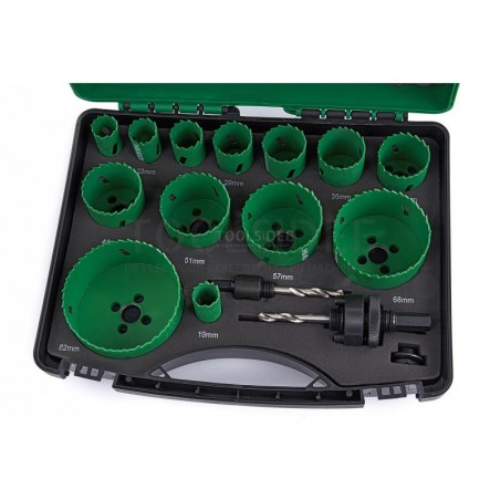4101076 HIKOKI Set 13 carote HSS Bimetal 19-82 mm 2 adaptoare de prindere
