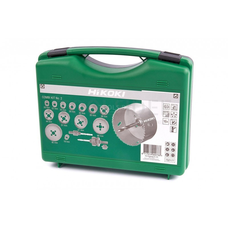 4101076 HIKOKI Set 13 carote HSS Bimetal 19-82 mm 2 adaptoare de prindere