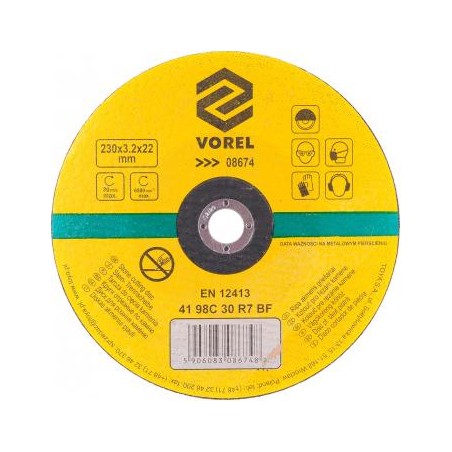 08674 VOREL Disc abraziv pentru taiat piatra 230 x 3,2 x 22 mm