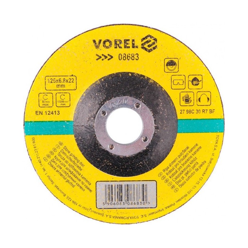 08683 VOREL Disc pentru slefuit piatra 125 x 6.8 x 22 mm