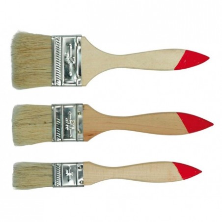 09920 Vorel Set 3 pensule cu maner lacuit din lemn, latime 25,36,50 mm