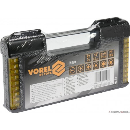 65020 VOREL Trusa 57 capete de insurubare si chei tubulare 1/4 inch