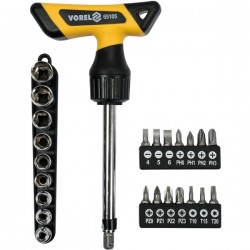 65105 VOREL Surubelnita cu 25 capete de insurubare si chei tubulare