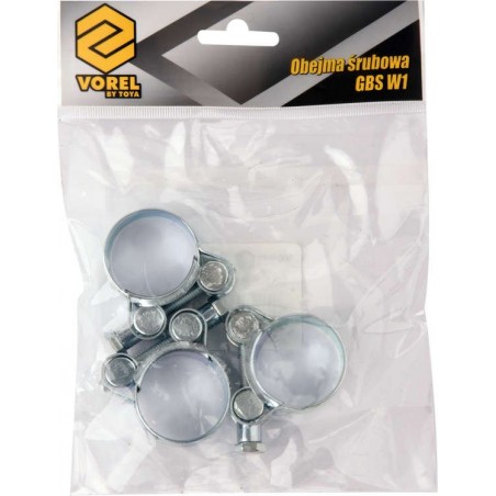 73792 VOREL Set 3 coliere cu surub zincat, 29-31 mm, latime 20 mm