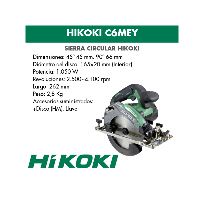 C6MEYWBZ HIKOKI Fierastrau circular 1050 W diametru disc 165 mm