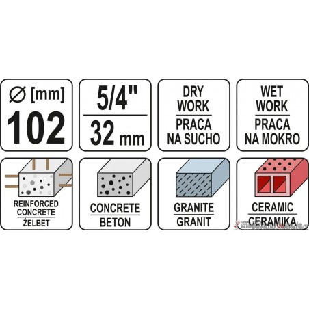YT-60376 YATO Carota diamantata 5/4, 102 mmcompatibila cu YT-81980