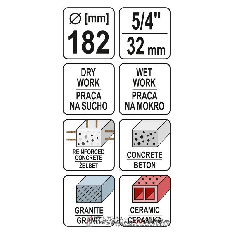 YT-60379 YATO Carota diamantata 5/4,182 mm pentru YT-81980