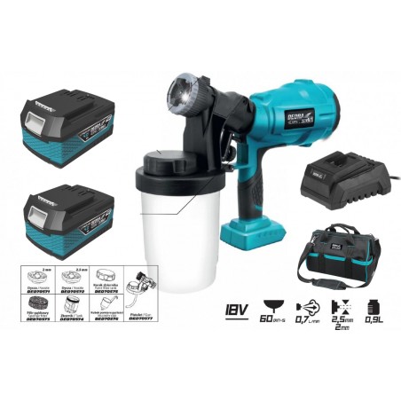 Dedra Pistol de vopsit 2 acumulatori 18V 4.0Ah incarcator 60W geanta