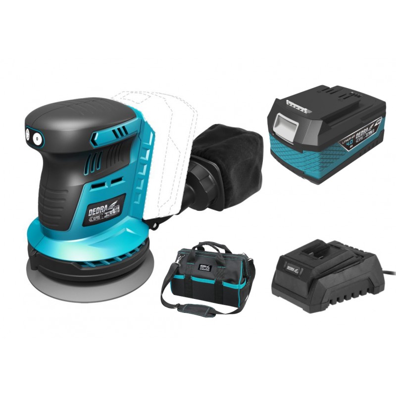 Dedra Masina orbitala slefuit acumulator 18V 4.0Ah incarcator 60W geanta