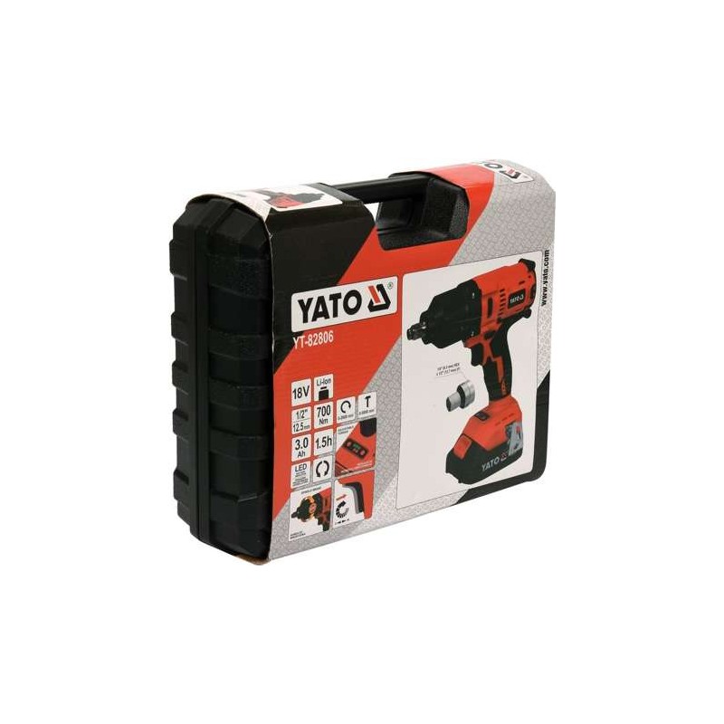 YT-82806 YATO Pistol de impact cu prindere 1/2, 700 Nm, Li-Ion 18 V