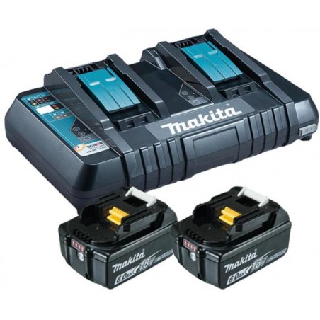 Pachet 2 acumulatori Li-Ion 18V 6.0Ah BL1860B, incarcator dublu DC18RD