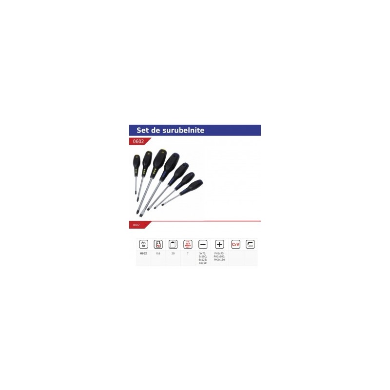 DEDRA 0602 Set sapte surubelnite cu varf magnetic