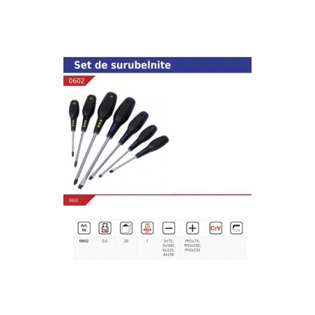 DEDRA 0602 Set sapte surubelnite cu varf magnetic