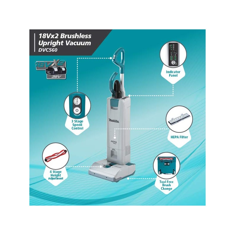 DVC560Z Makita Aspirator vertical compatibil cu acumulatori LXT 18Vx2