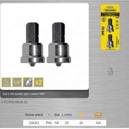 Set 2 biti cu prelungitor M6-M12 TOPMASTER 