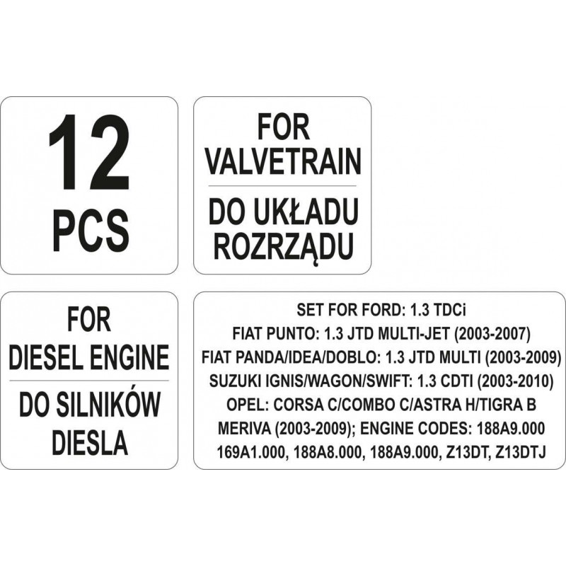 YT-06003 YATO Trusa 12 intrumente blocare distributie, motoare diesel