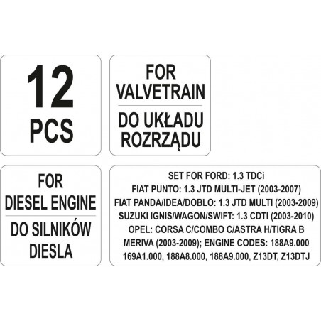 YT-06003 YATO Trusa 12 intrumente blocare distributie, motoare diesel