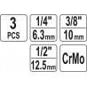 YT-10643 YATO Set adaptoare de impact cu bila 1/4, 3/8, 1/2