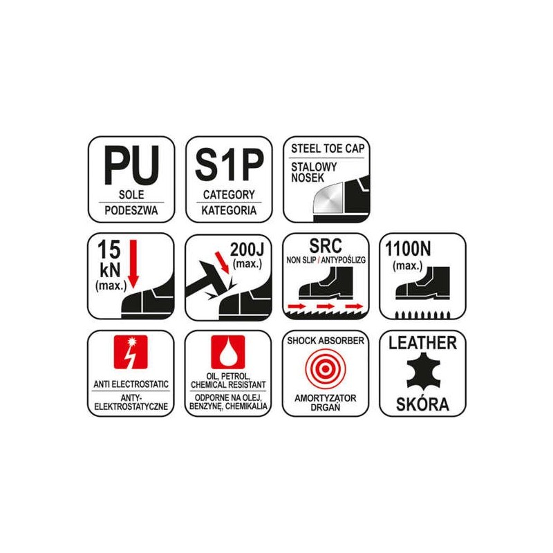 YT-80858 YATO Gheata de lucru neagra, marimea 45