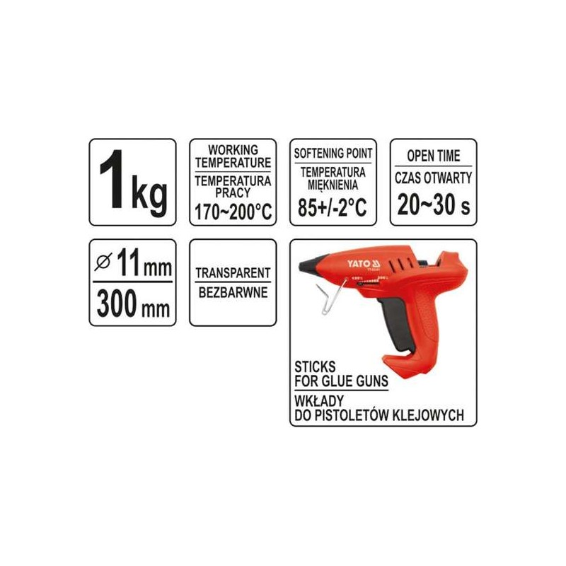 YT-82431 YATO Batoane lipici transparent 11x300 mm, 1 kg