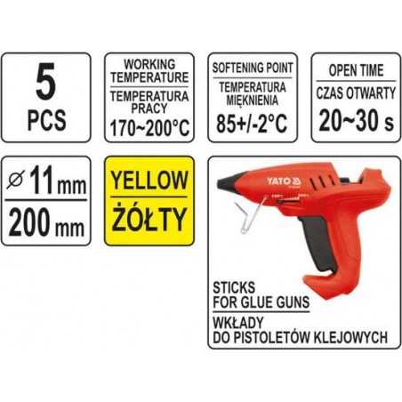 YT-82437 YATO Set 5 batoane lipici galbene 11 x 200 mm