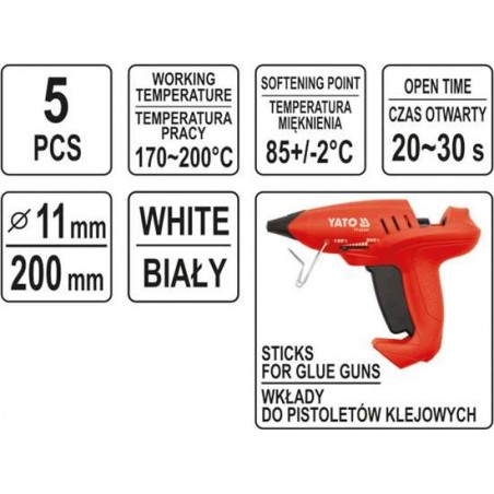 YT-82438 YATO Set 5 batoane lipici albe 11 x 200 mm