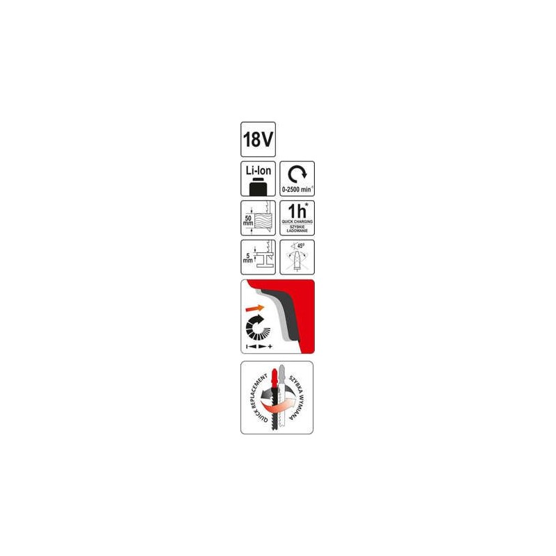 YT-82823 YATO Ferastrau pendular compatibil cu acumulator Li-Ion 18 V