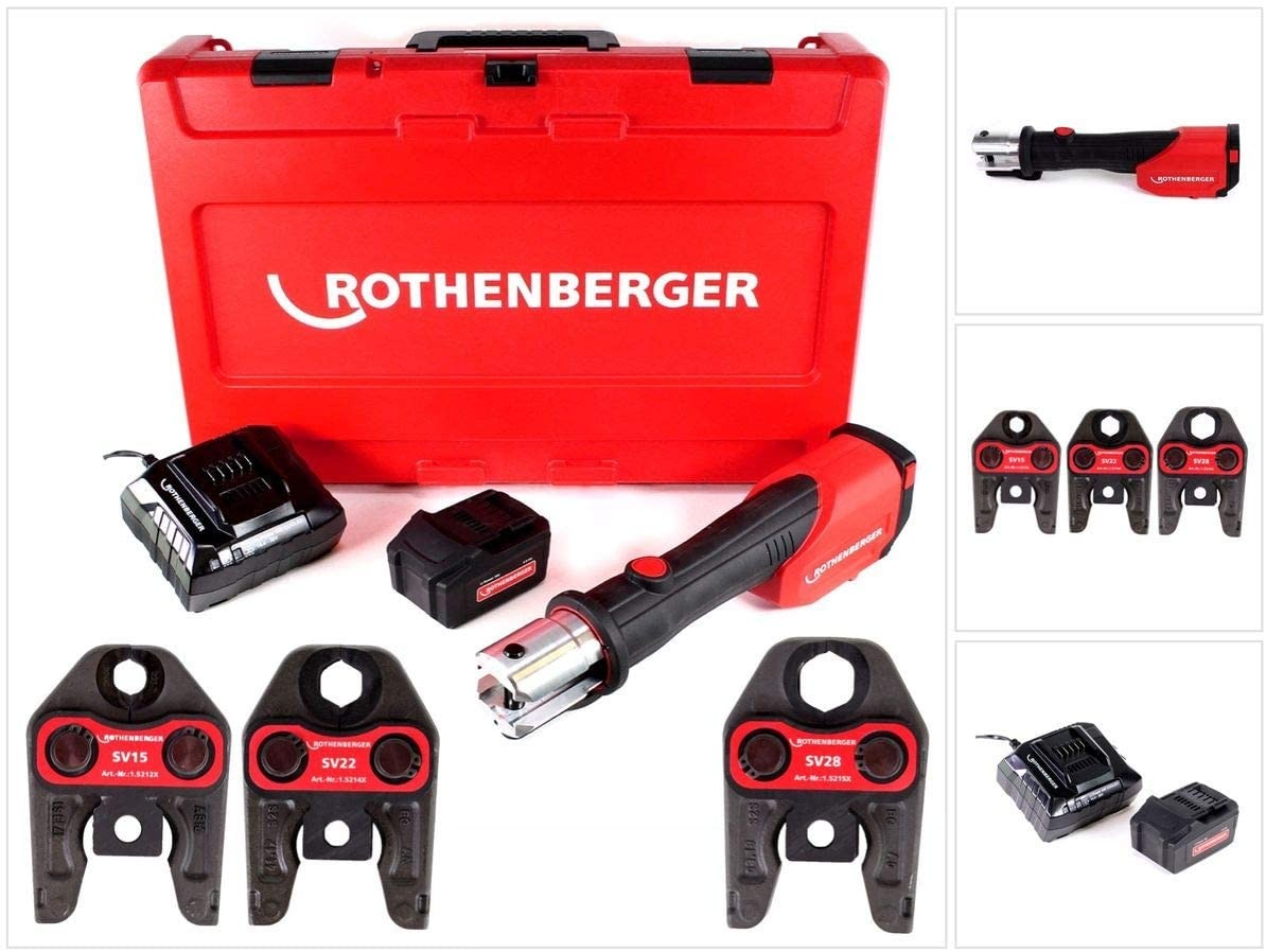 ROTHENBERGER 1000001924. Masina de presat electro-hidraulic si capete de presare SV 15-22-28