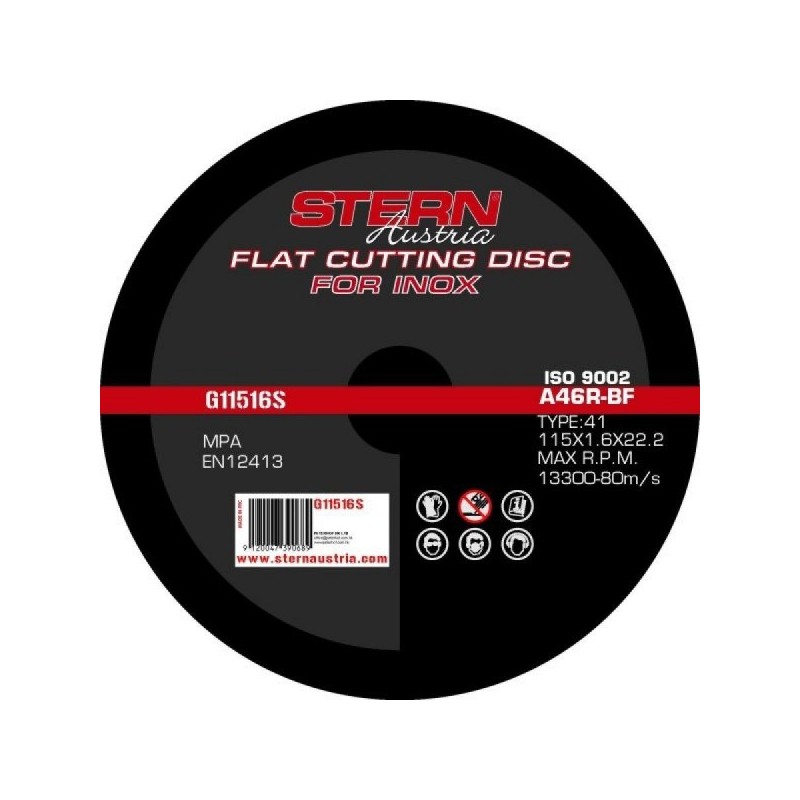 G11516S STERN Set 10 disc taiere metal inox polizor 115x1.6 mm