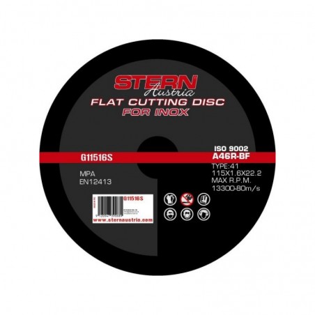 G11516S STERN Set 10 disc taiere metal inox polizor 115x1.6 mm