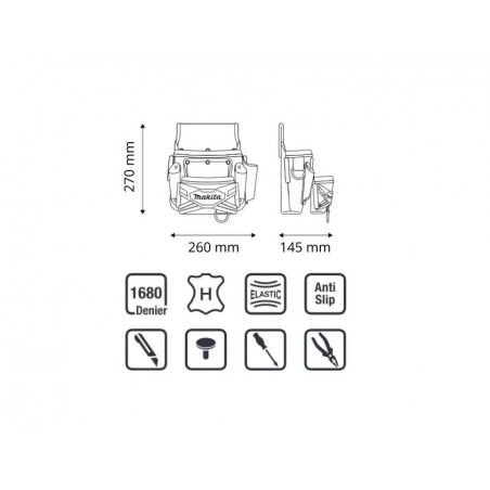 Suport curea pentru accesorii si scule de mana cu 2 buzunare Makita
