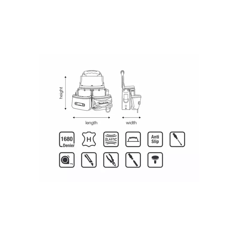 Suport curea pentru accesorii si scule de mana 3 buzunare Makita