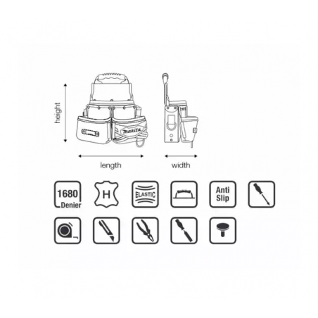 Suport curea pentru accesorii si scule de mana 3 buzunare Makita