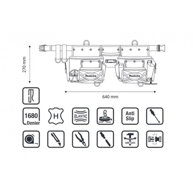 Curea de lucru cu 3 suporturi Makita