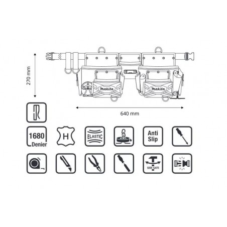 Curea de lucru cu 3 suporturi Makita