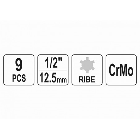 Set de noua biti de impact Ribe 1/2 Yato YT-10681