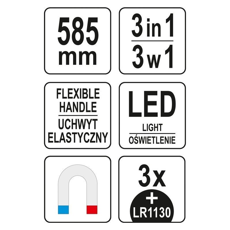 Recuperator flexibil cu gheara si magnet cu led Yato YT-06613