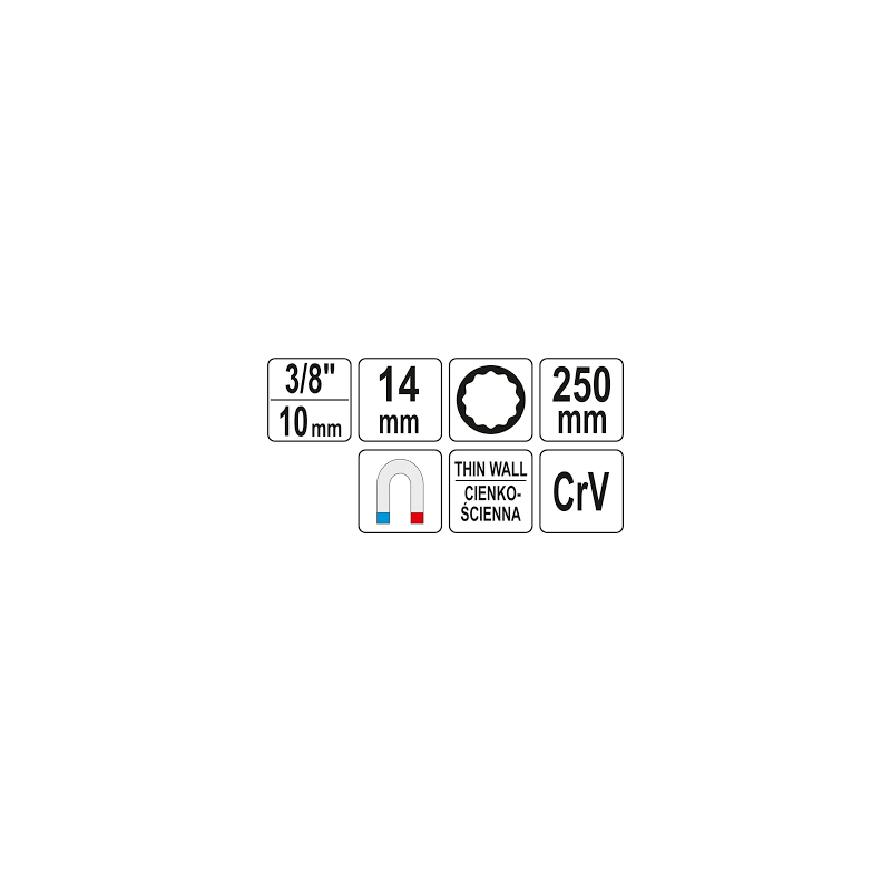 Cheie tubulara 16 mm lunga 250 mm pentru bujii auto Yato