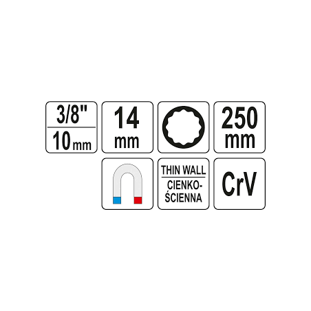 Cheie tubulara 16 mm lunga 250 mm pentru bujii auto Yato