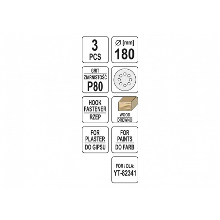 Set 3 Foi abrazive P80, 180mm Yato