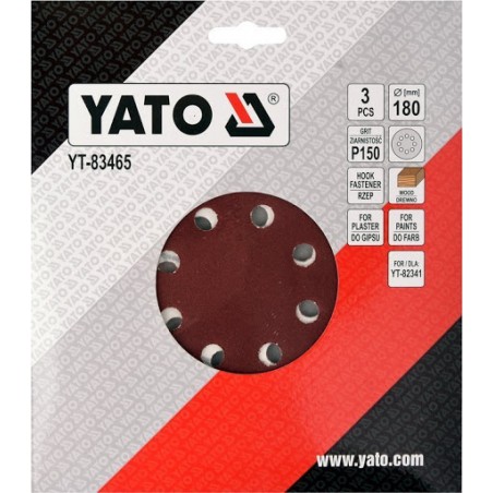 YT-83465 Set 3 Foi abrazive granulatie 150, diametru 180mm Yato