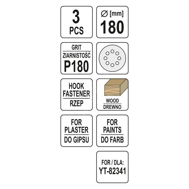 Set 3 Foi abrazive P180, 180mm Yato