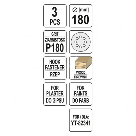 Set 3 Foi abrazive P180, 180mm Yato