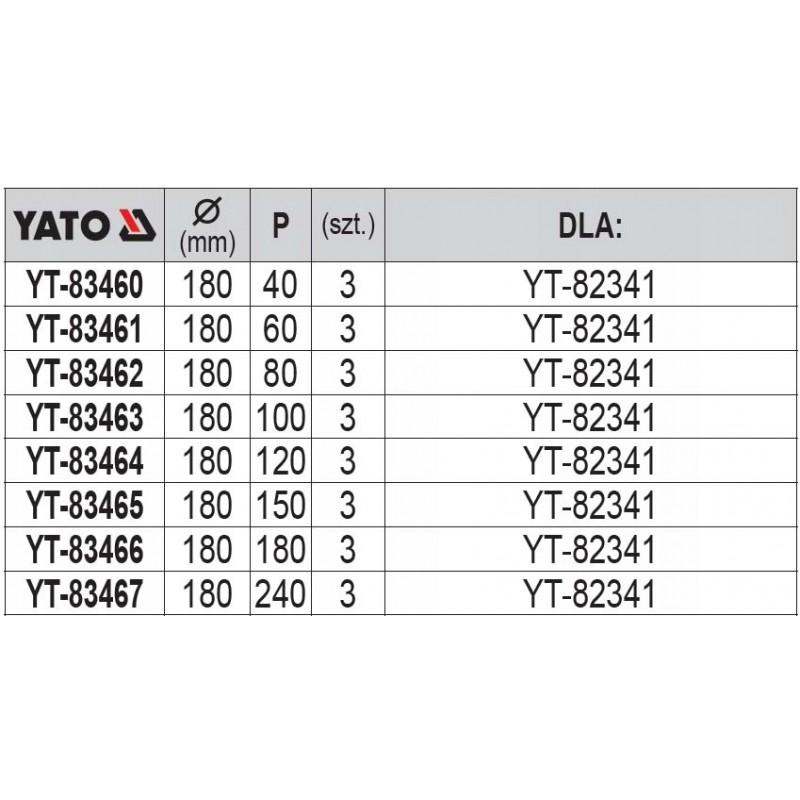 Set 3 Foi abrazive P180, 180mm Yato