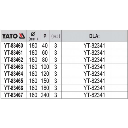 Set 3 Foi abrazive P180, 180mm Yato